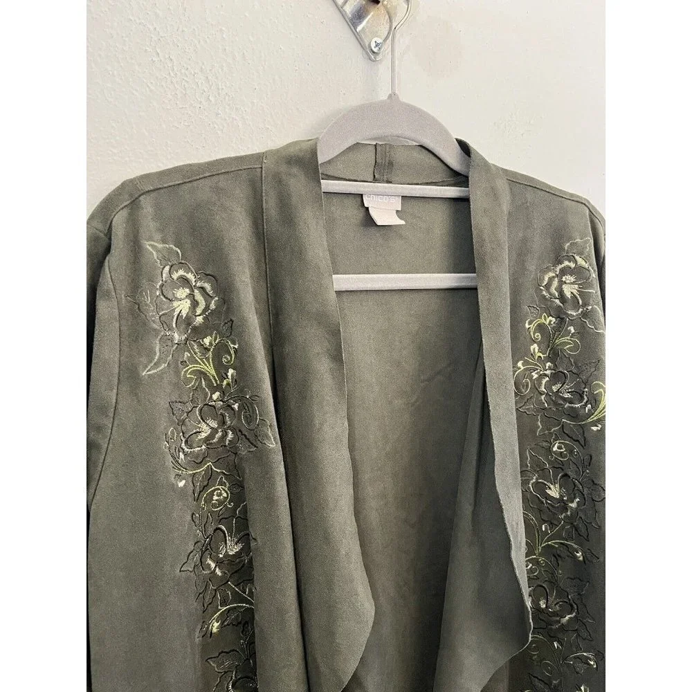 Chico's Olive Green Open-Front Utility Jacket
